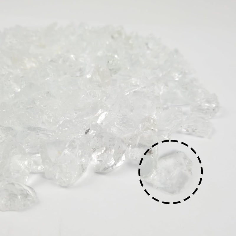 LUSTERING High Luster Crushed Glass Glitter, 6-9mm Fire Glass, Broken Glass, Glass Chips for Fire Pit Crafts DIY Epoxy Resin Art, Geode Painting, Vase Filler, Aquarium Garden Decoration,330g(Clear) - Image 3